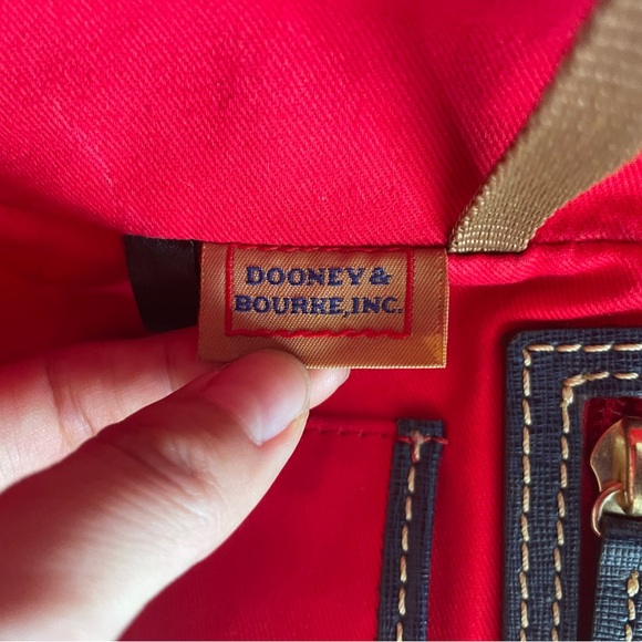 Dooney & Bourke Sydney Saffiano Leather Navy Satchel with Gold Accents - Picture 8 of 10